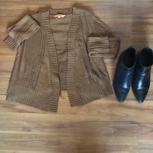 Brown Fringe Back Cardigan